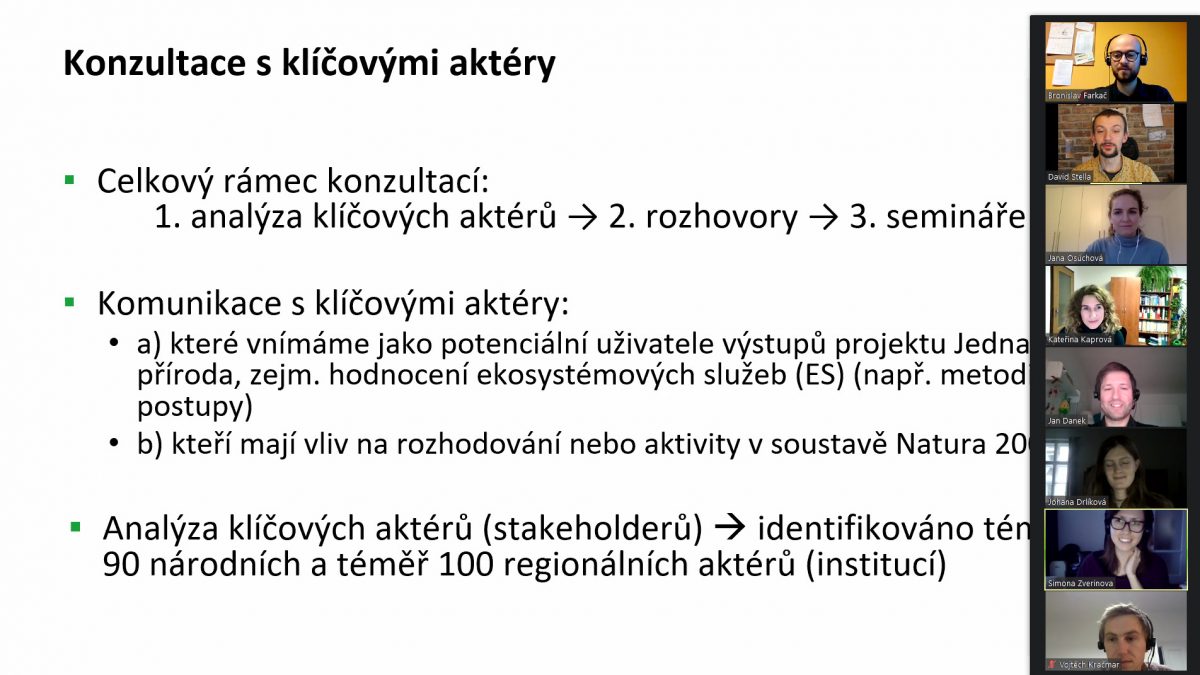 Z webináře o hodnocení ekosystémových služeb v projektu Jedna příroda