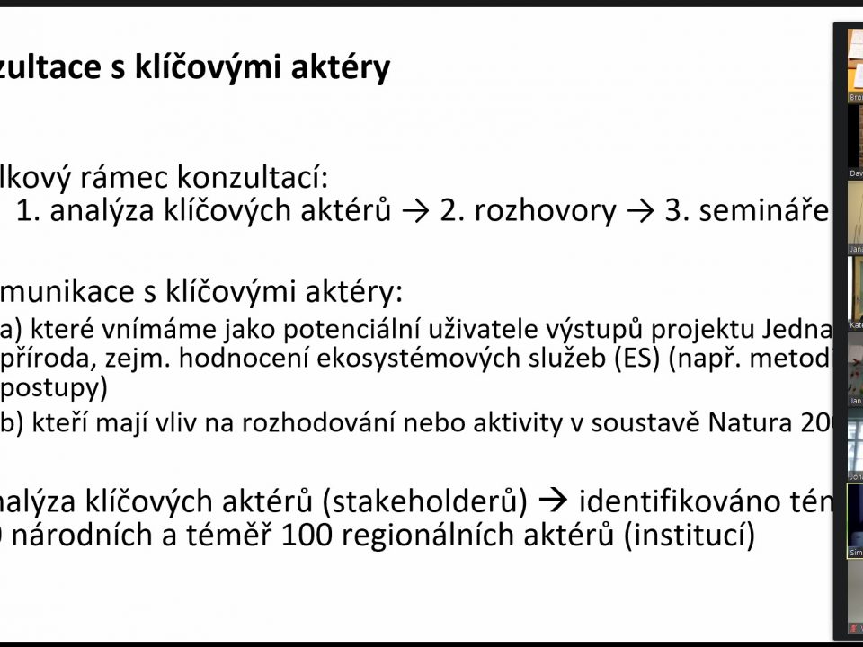 At the webinar on the evaluation of ecosystem services in the One Nature project